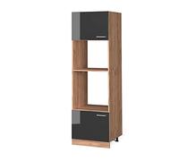 Vicco Armoire Micro-Ondes R-Line, Anthracite Haute Brillance/Chêne doré 60 cm