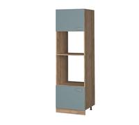 Vicco Armoire Micro-Ondes R-Line, Bleu-Gris/Chêne de Force doré, 60 cm