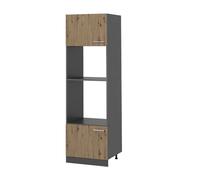 Vicco Armoire Micro-Ondes R-Line, Chêne Artisan, 60cm | 2 Portes · ✓ Niche pour four · ✓ Niche pour micro-ondes · Pieds réglables en hauteur · Librement combinable