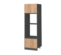 Vicco Armoire Micro-Ondes R-Line, Chêne doré, 60cm | 2 Portes · ✓ Niche pour four · ✓ Niche pour micro-ondes · Pieds réglables en hauteur · Librement combinable