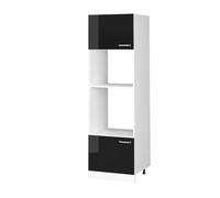 Vicco Armoire Micro-Ondes R-Line, Noir Haute Brillance, 60cm | 2 Portes · ✓ Niche pour four · ✓ Niche pour micro-ondes · Pieds réglables en hauteur · Librement combinable