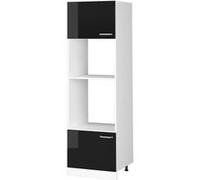 Vicco Armoire micro-ondes R-Line, Noir Haute brillance, 60cm Noir Haute brillance G