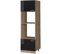 Vicco Armoire micro-ondes R-Line, Noir Haute brillance, 60cm Noir Haute brillance G
