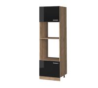 Vicco Armoire Micro-Ondes R-Line, Noir Haute Brillance, 60cm, pour Une Combinaison Libre au Sein de systèmes de Cuisine modulaires