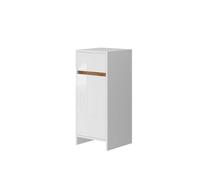 Vicco Armoire Midischrank Detmold, Blanc Brillant/Chêne doré, 35x82cm avec Porte et tiroir, adapté au Montage Mural et Compatible avec la série Detmold