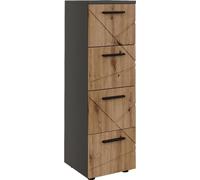 Vicco Armoire Midischrank Irma, 30x95cm avec 4 tiroirs, Anthracite/Artisan