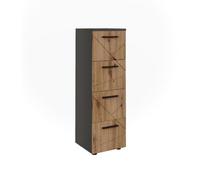 Vicco Armoire Midischrank Irma, Anthracite/Artisan, 30x95cm avec 4 tiroirs, Convient pour Le Rangement des Accessoires de Salle de Bain et des Serviettes