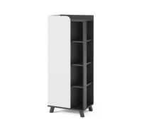 Vicco Armoire Midischrank Karen, Anthracite/Blanc, 50x128cm avec Porte et Compartiments Ouverts