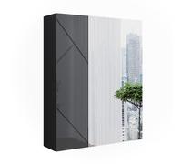 Vicco Armoire Miroir de toiletteIrma Anthracite Brillant/Anthracite 60x75cm | 2 Portes · 3 compartiments · Grande surface miroir · Pour cosmétiques & produits de soin · Au-dessus du lavabo