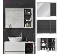 Vicco Armoire de Toilette Viola, Blanc/Anthracite, 100x75cm | pour montage mural avec étagères ouvertes