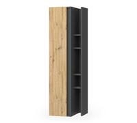 Vicco Armoire Murale Edelin, Anthracite/Artisan, 35x120cm avec 4 Compartiments de Rangement, Montage Murale pour Une Installation Flexible dans la Salle de Bain