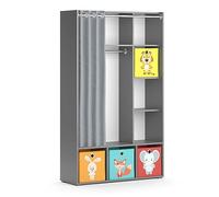 Vicco Armoire pour Enfants Luigi, Gris, 105.8x178.1cm avec boîtes Pliantes (Multicolores), combinable avec d'autres Meubles de la série Luigi