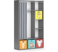Vicco Armoire pour enfants Luigi, Gris, 105.8x178.1cm Avec boîtes pliantes (multicolores) Gris G