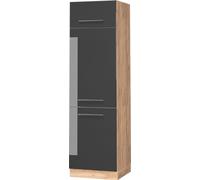 Vicco armoire pour frigo Fame-Line, 60 cm, Anthracite Haute brillance/Chêne de force doré
