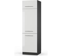 Vicco armoire pour frigo Fame-Line, 60 cm, Blanc Haute brillance/Anthracite