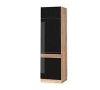 Vicco armoire pour frigo Fame-Line, Chêne noir brillant/chêne doré, 60 cm