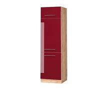 Vicco Armoire pour frigo Fame-Line, Rouge Bordeaux Haute Brillance, 60cm, à Combiner avec d'autres modules de la série Fame-Line
