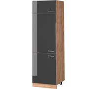 Vicco armoire pour frigo R-Line, 60 cm, Anthracite Haute brillance/Chêne de force doré