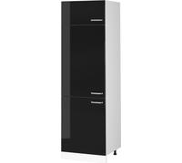 Vicco armoire pour frigo R-Line, 60 cm, Noir Haute brillance/Blanc