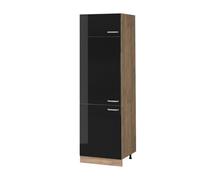 Vicco Armoire pour frigo R-Line, Noir Haute Brillance, 60cm, pour Une Combinaison Libre au Sein de systèmes de Cuisine modulaires
