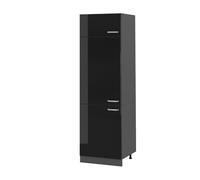 Vicco Armoire pour frigo R-Line, Noir Haute Brillance/Anthracite, 60 cm