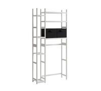Vicco Armoire pour Machine à Laver Bilbao, Blanc, 78.5x163cm avec 2 tiroirs en Non-tissé, Compartiments Ouverts pour lessive, Serviettes et Accessoires