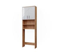 Vicco Armoire pour Machine à Laver Irma, Blanc Brillant/Chêne doré, 64x190.5cm, Convient pour Le Rangement et comme surélévateur pour Machines à Laver