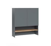 Vicco Armoire pour Machine à Laver Viktor Anthracite/chêne doré 93.6x100.4 | 2 Portes · 3 compartiments · Rangement bien organisé · Place pour lessive · Au-dessus de la machine à laver