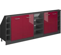 Vicco Armoire sous pente de toit Rion, Lot de 5, anthracite/bordeaux haute brillance