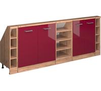 Vicco Armoire sous pente de toit Rion, Lot de 5, Chêne doré/bordeaux brillant