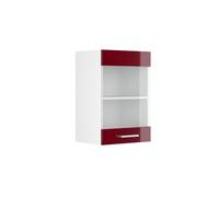 Vicco Armoire suspendue R-Line, Rouge bordeaux Haute brillance, 40cm avec porte vitrée Rouge bordeaux Haute brillance