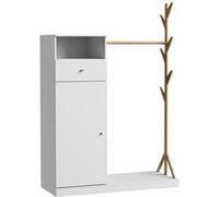 Vicco Armoire penderie Liria, Blanc/Bambou, 100x145cm avec tiroir