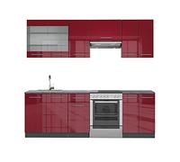 Vicco Armoires de Cuisine Fame-Line, Bordeaux Brillant, 240cm