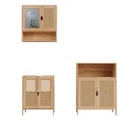 Vicco Badmöbel-Set Liora, Bambou, 48 cm, composé d’Un Meuble sous-lavabo, d’Une Armoire de Toilette et d’Une Colonne