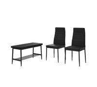 Vicco Banc et Chaise Grand, Noir, 85x46.5cm Set de 3 pièces, pour Une Utilisation comme Ensemble de Salle à Manger dans la Cuisine ou la Salle à Manger
