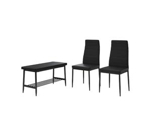 Vicco Banc et Chaise Grand, Noir, 85x46.5cm Set de 3 pièces, pour Une Utilisation comme Ensemble de Salle à Manger dans la Cuisine ou la Salle à Manger