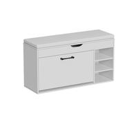 Vicco Banc pour Chaussures Solino, Blanc, 90x50cm avec 3 Compartiments Ouverts