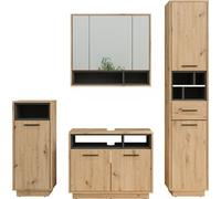 Vicco Ensemble de Meubles de Salle de Bain Beatrice, Chêne/Anthracite, 4 Parties