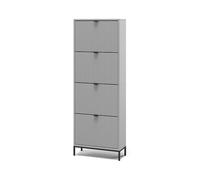 Vicco Benne à chaussures Eliza, Gris, 60x168cm avec 4 tiroirs pliants, adapté à la fixation murale et combinable avec d'autres modules