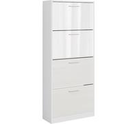 Vicco Benne à chaussures Gizmo, 59x137cm avec 4 compartiments, blanc/blanc brillant