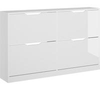 Vicco Benne à chaussures Luca, 116.6x72.5cm avec 4 compartiments, blanc/blanc brillant