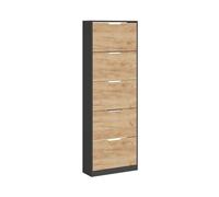 Vicco Benne à chaussures Luca, Anthracite/chêne doré, 22x169cm avec 5 compartiments