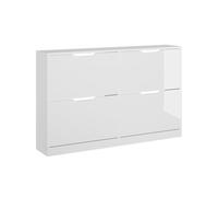 Vicco Benne à chaussures Luca, blanc/blanc brillant, 116.6x72.5cm avec 4 compartiments