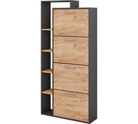 Vicco Benne à chaussures Orlando, 80x166.1cm avec 4 compartiments, Chêne doré/anthracite