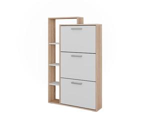 Vicco Benne à chaussures Orlando, Blanc/Sonoma, 80x128.3cm | avec 3 compartiments pliables, pour le rangement peu encombrant des chaussures et le dépôt d’accessoires