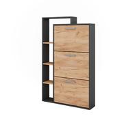 Vicco Benne à chaussures Orlando, Chêne doré/anthracite, 80x128.3cm avec 3 compartiments pliables