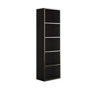 Vicco Bibliothèque Bob, Noir, 40x132cm avec 5 Compartiments, pour Le Rangement et la présentation de Livres et de classeurs