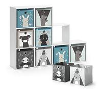 Vicco Bibliothèque Enfant, Blanc, 142.4x107.8cm avec 8 Boxes pliants