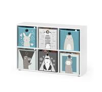 Vicco Bibliothèque Enfant, Blanc, 72x107.8cm avec 6 boîtes Pliantes