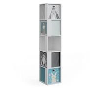 Vicco bibliothèque Enfant Lio, Blanc, 33.3 x 162.2 cm avec 4 boîtes Pliantes